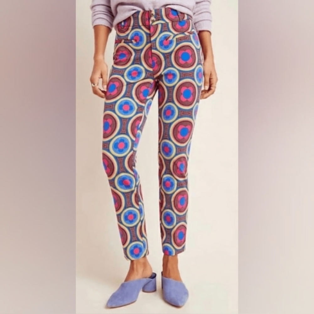 Anthropologie Multicolor Patterned Ankle Pants